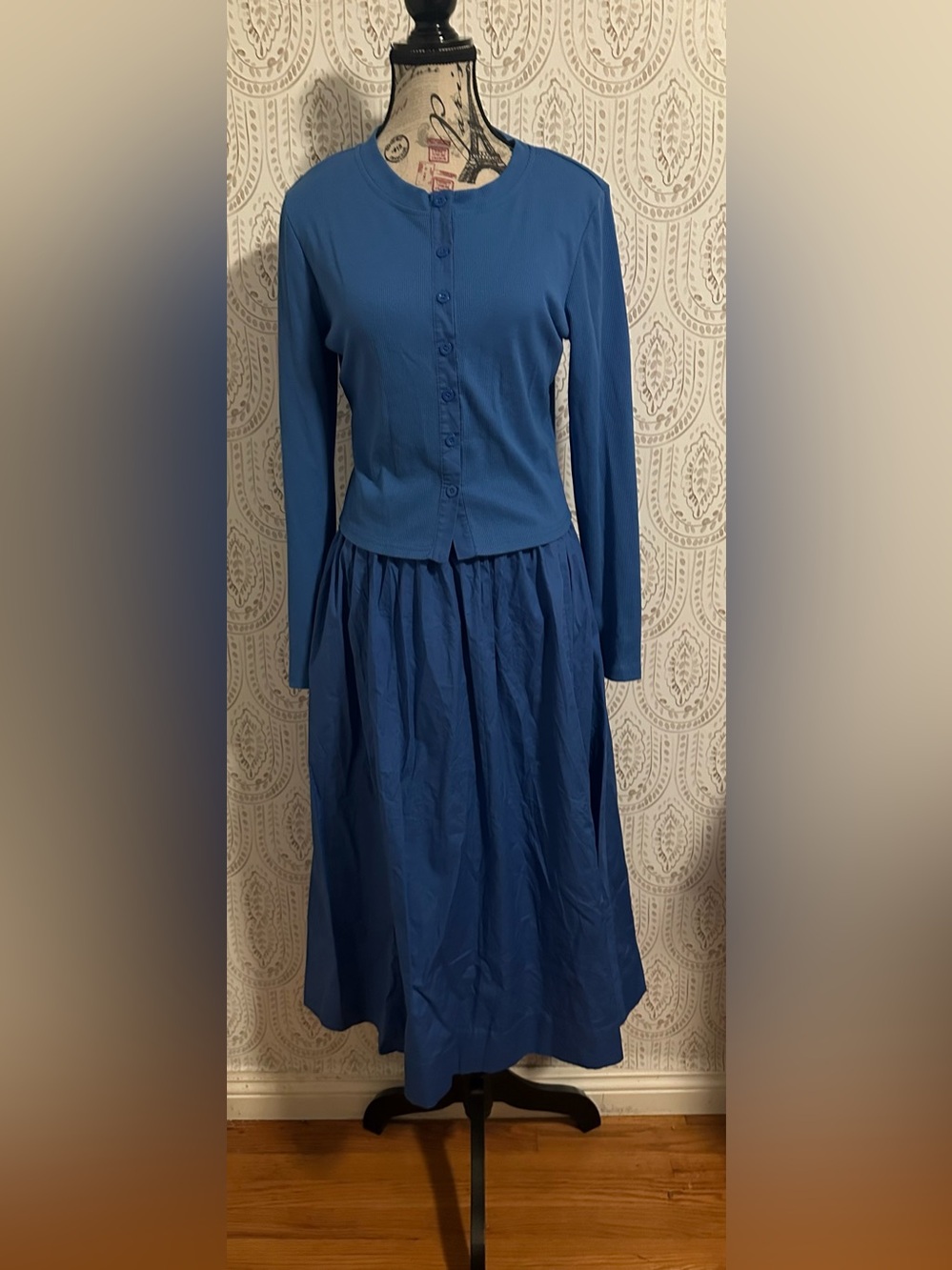 Amazon Blue Long Gathered Maxi Skirt